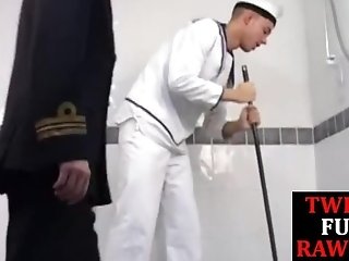 'Skinny sailor rides dick after rimming'