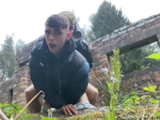 'Big Dick Twinks Suck & Cum in Puffer Jackets Outdoors - Callum and Cole'